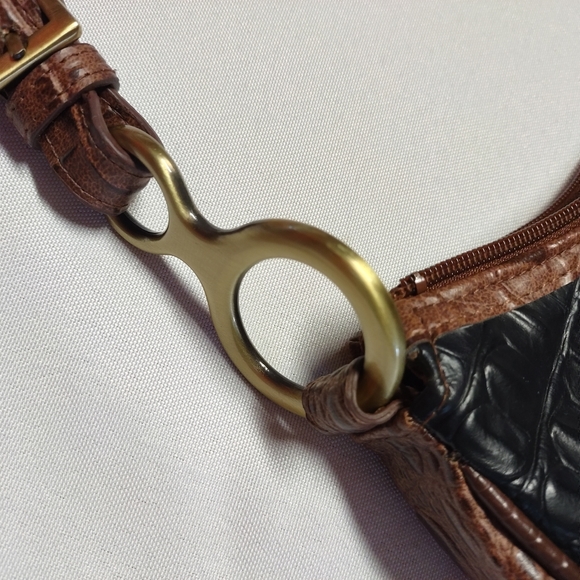 Bueno Alligator Print Hobo Bag with brass hardware - Picture 7 of 13